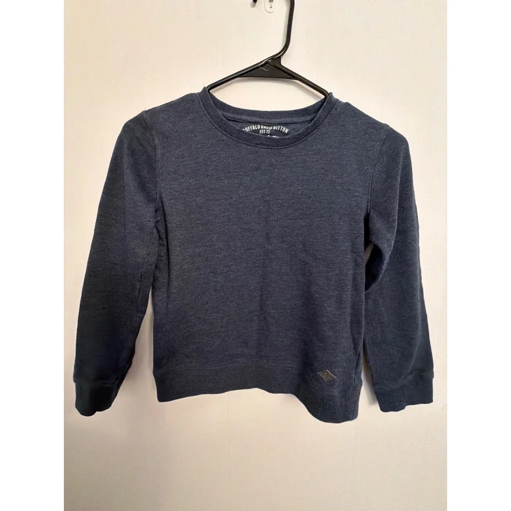 Buffalo David Bitton Sweatshirt Boys S 7-8 Navy Blue Excellent Heather Pullover